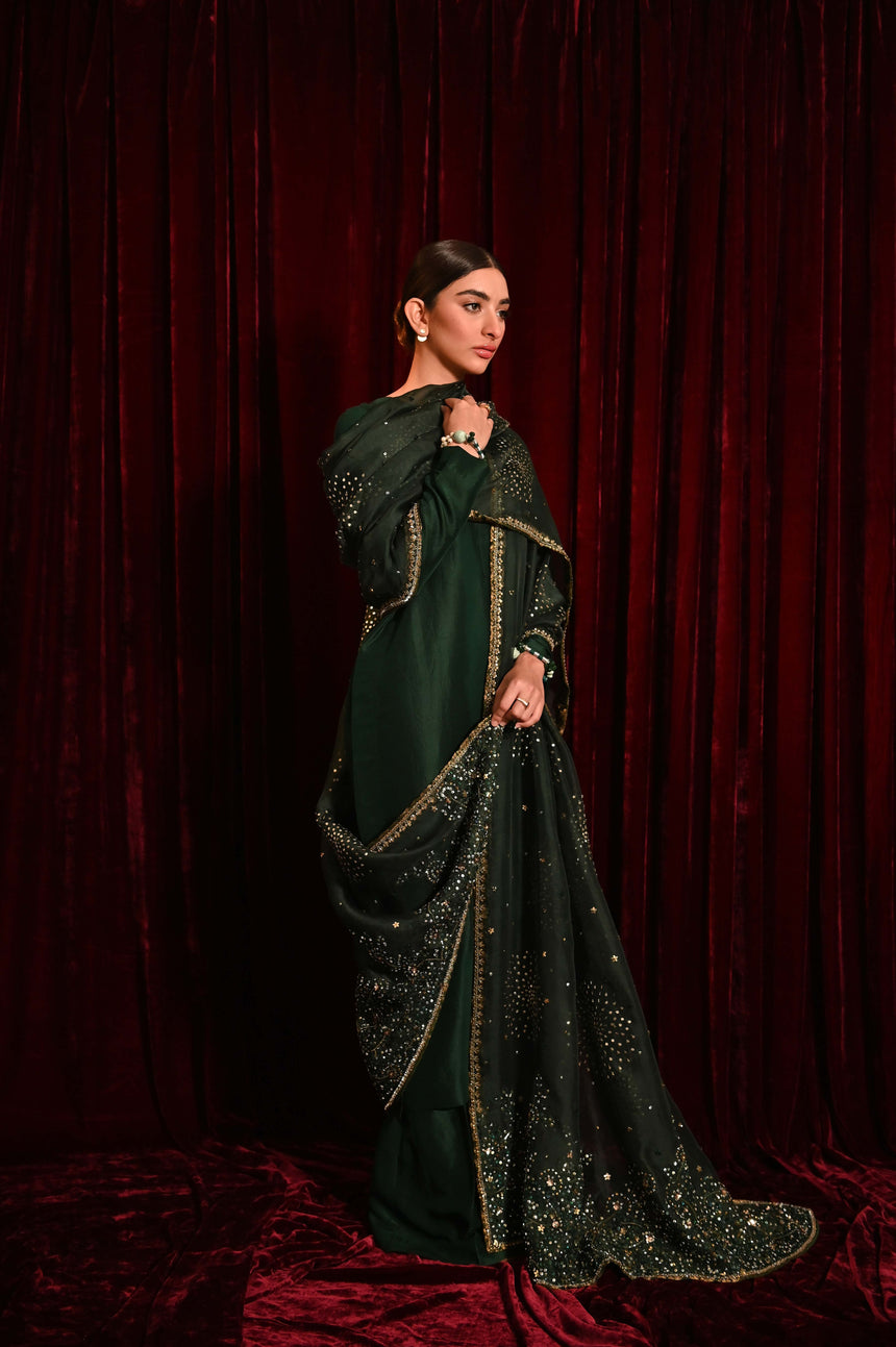 Meeney - Shirt with Flared Pants and Dupatta